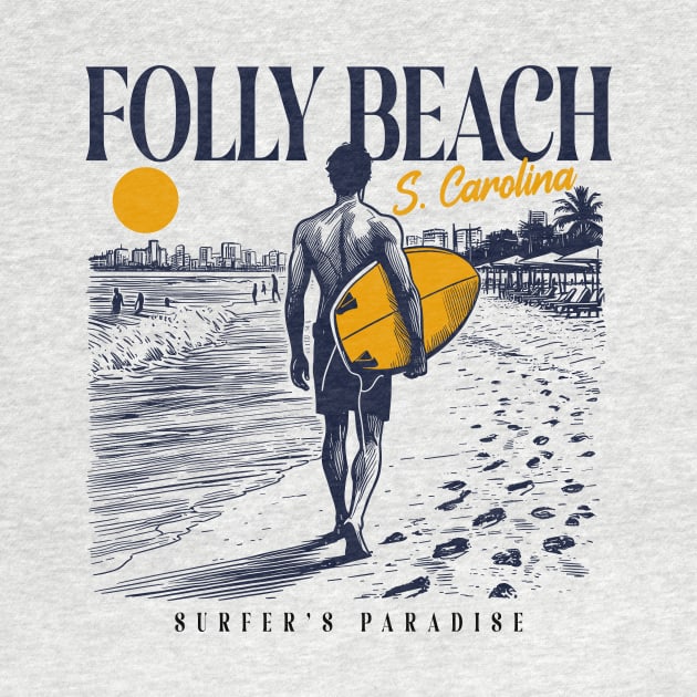 Vintage Surfing Folly Beach, South Carolina // Retro Surfer Sketch // Surfer's Paradise by Now Boarding